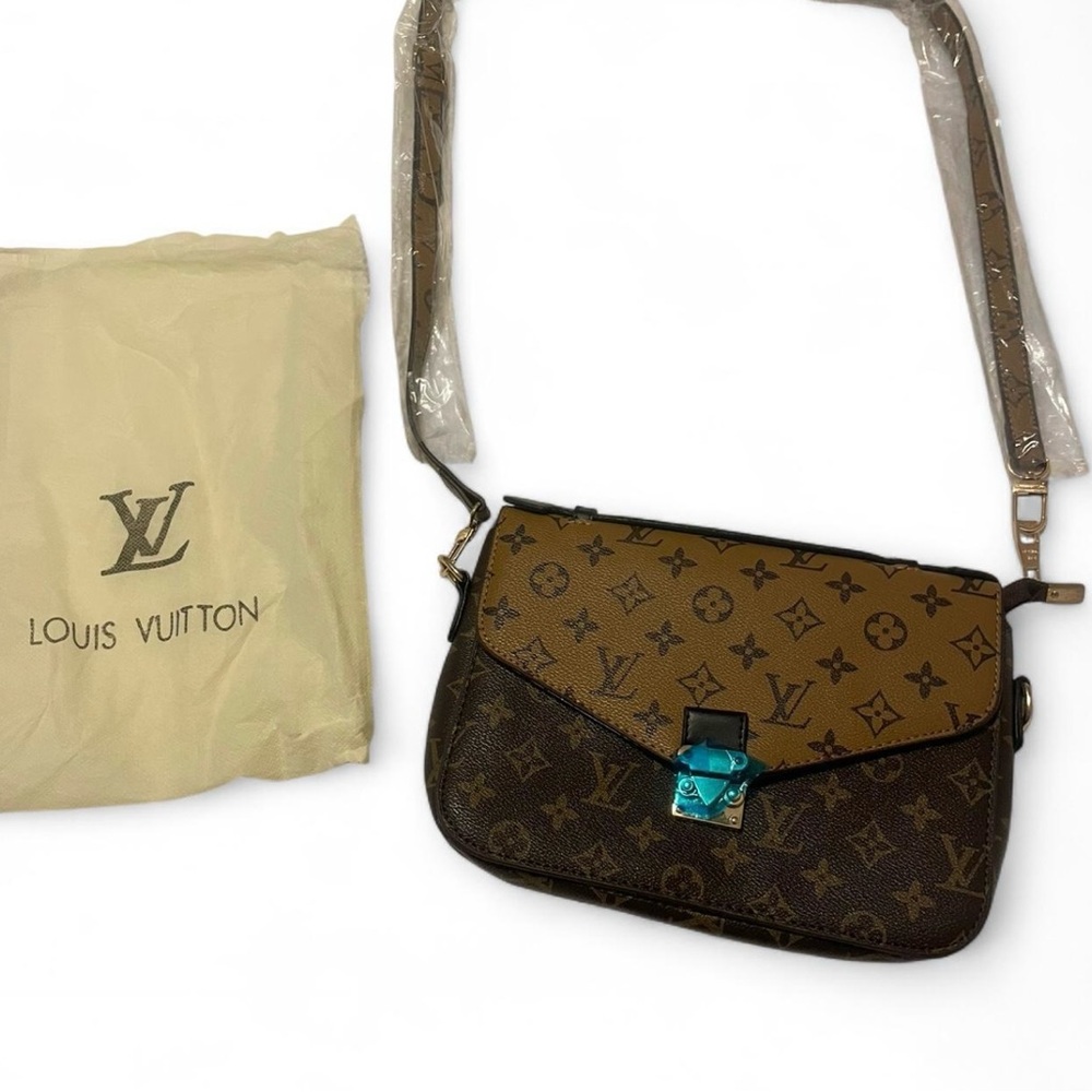 Tan and Brown Monogram Crossbody Bag - Picture 2 of 7